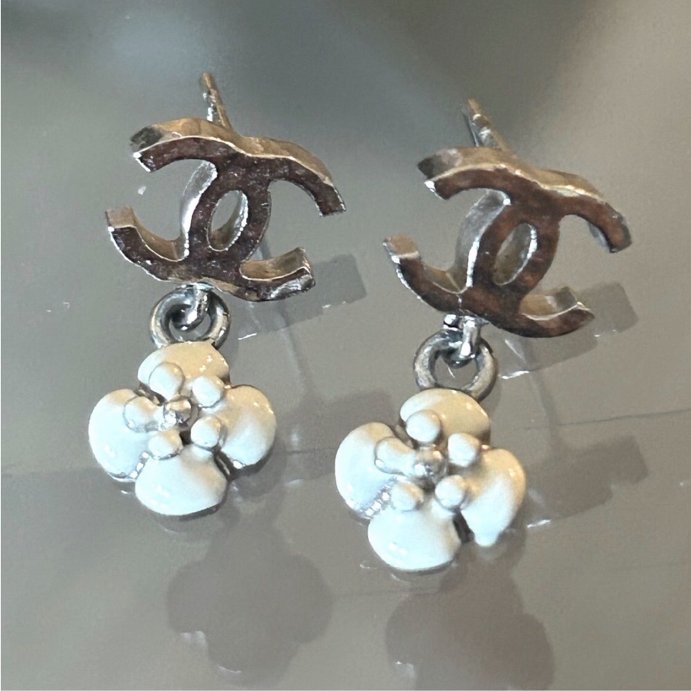 CHANEL Enamel Camellia Earrings